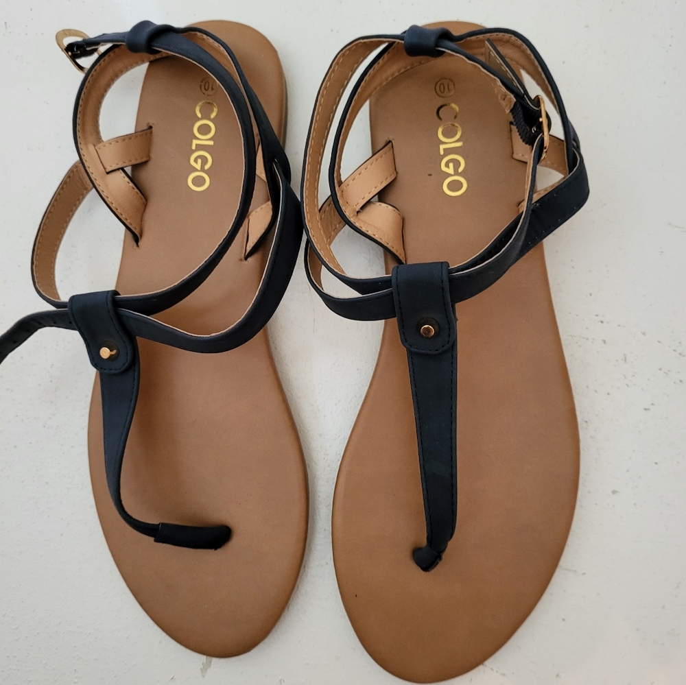 Color Sandals Sexy Strappy Black Size 10 New